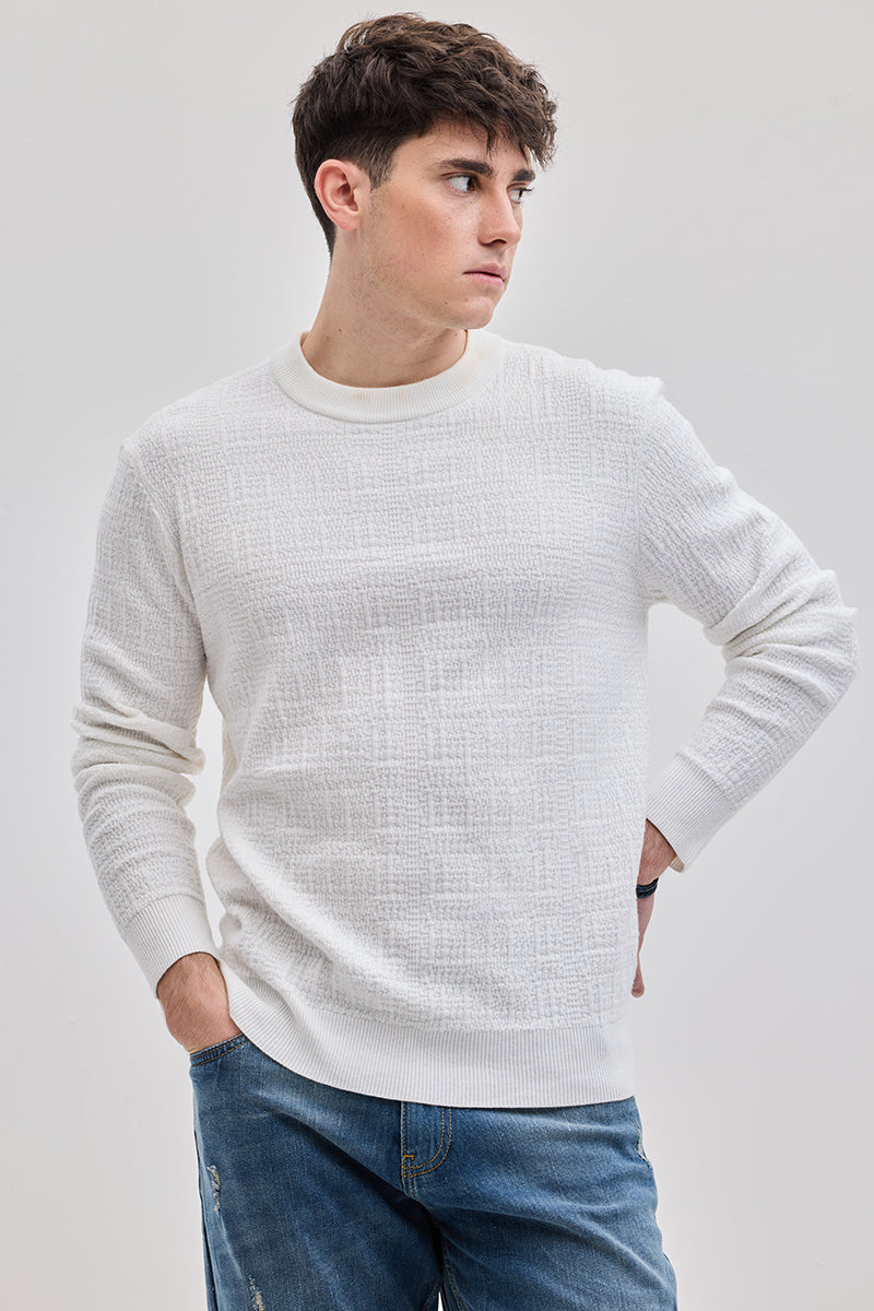 Buy Men s White Knitted Sweater Online Snitch SNITCH