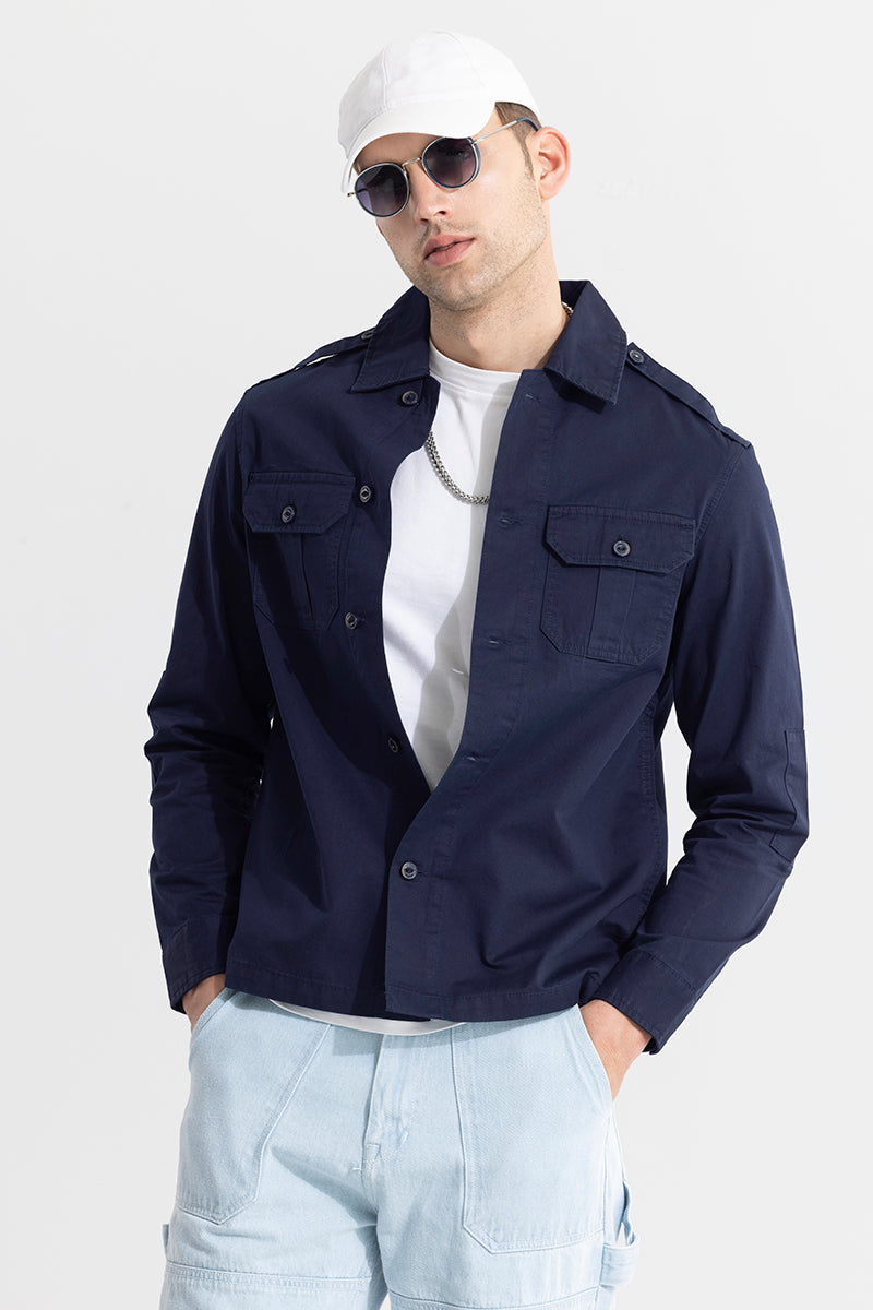 Mens navy hot sale overshirt jacket