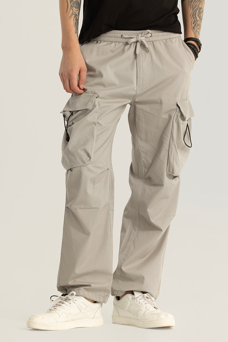 Buy Men's Pockethive Grey Parachute Pants Online 