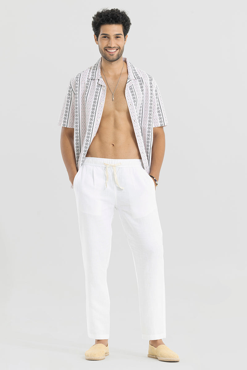 White Linen Pants Design by Linen Bloom Men at Pernia's Pop Up Shop 2024