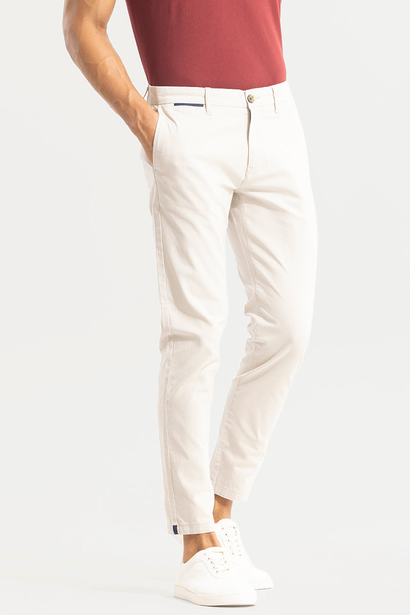 Regular Fit Linen Pants - Cream - Men