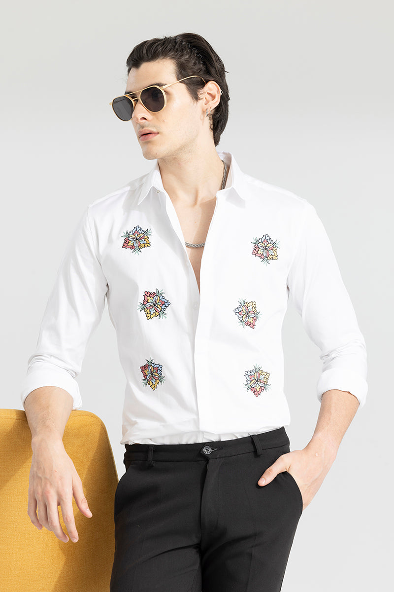 Floral shop embroidered shirt