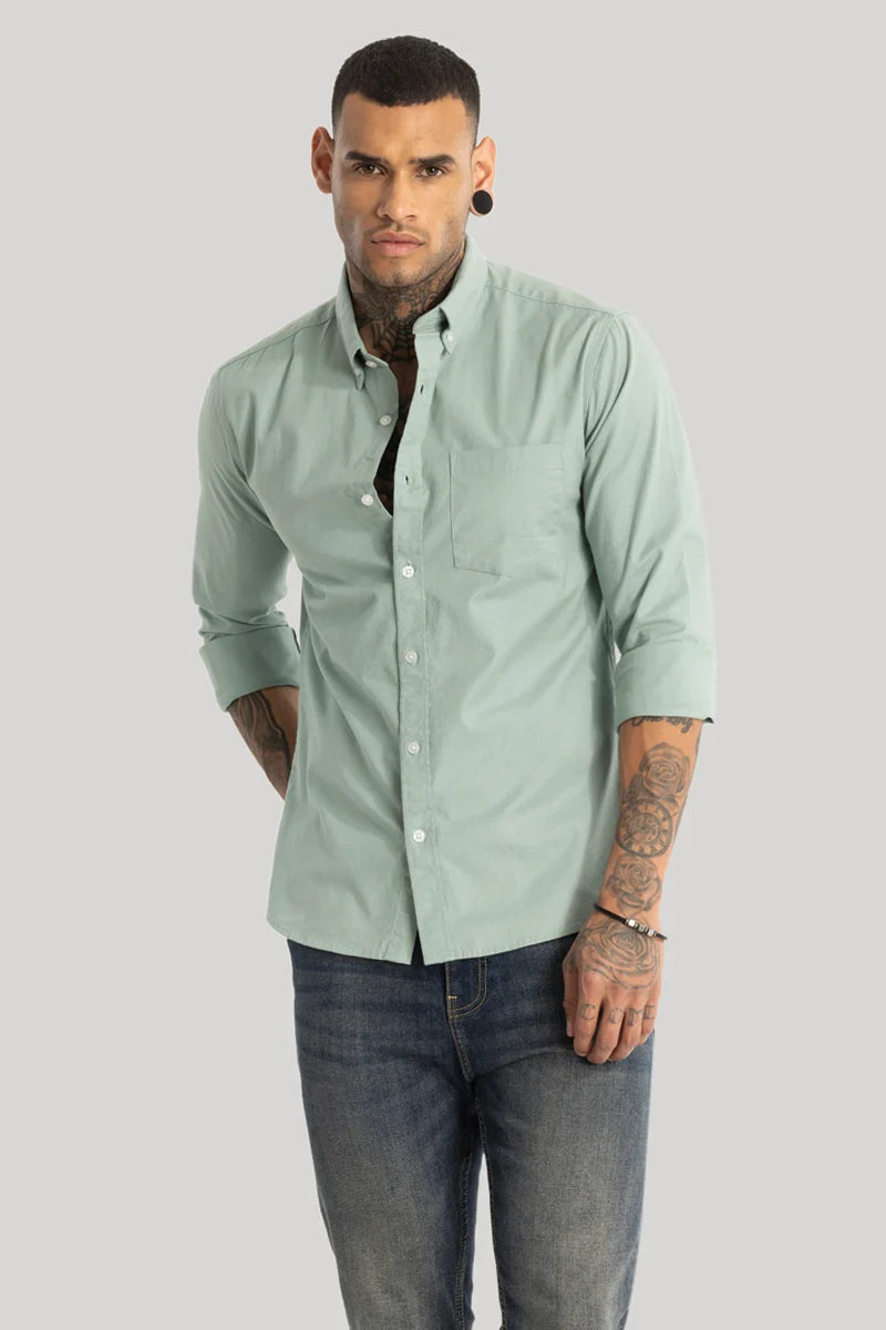 Buy Mens Light Green Oxford Shirt Online Snitch Snitch 4747