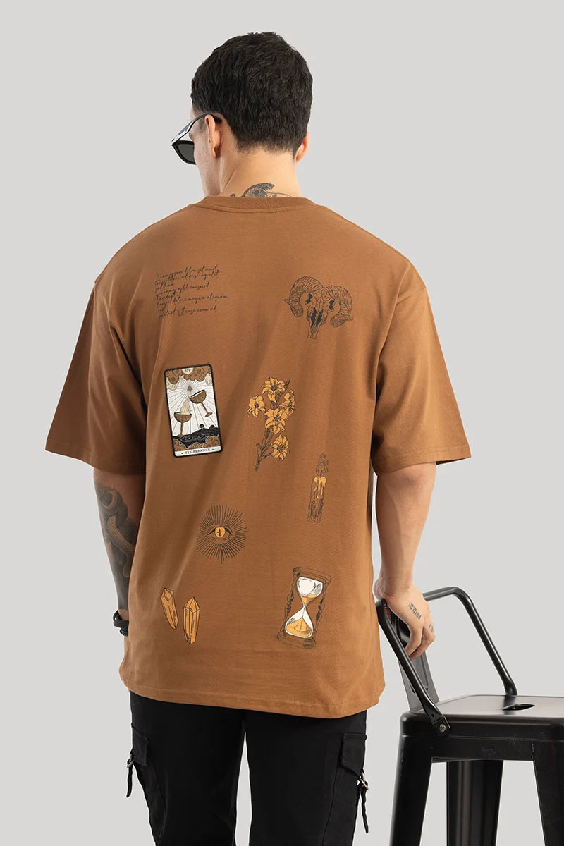 Buy Men's Le Soliel Brown Oversized T-shirt Online 