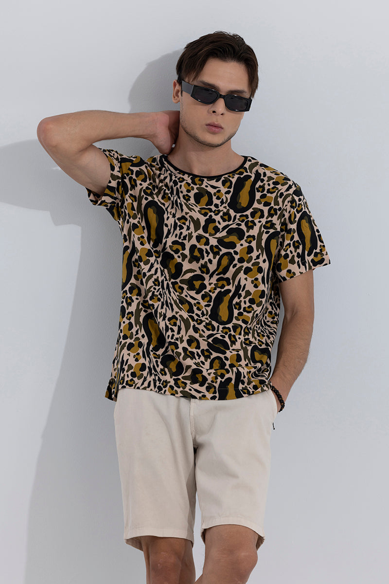 Abstract Leopard Beige T-Shirt