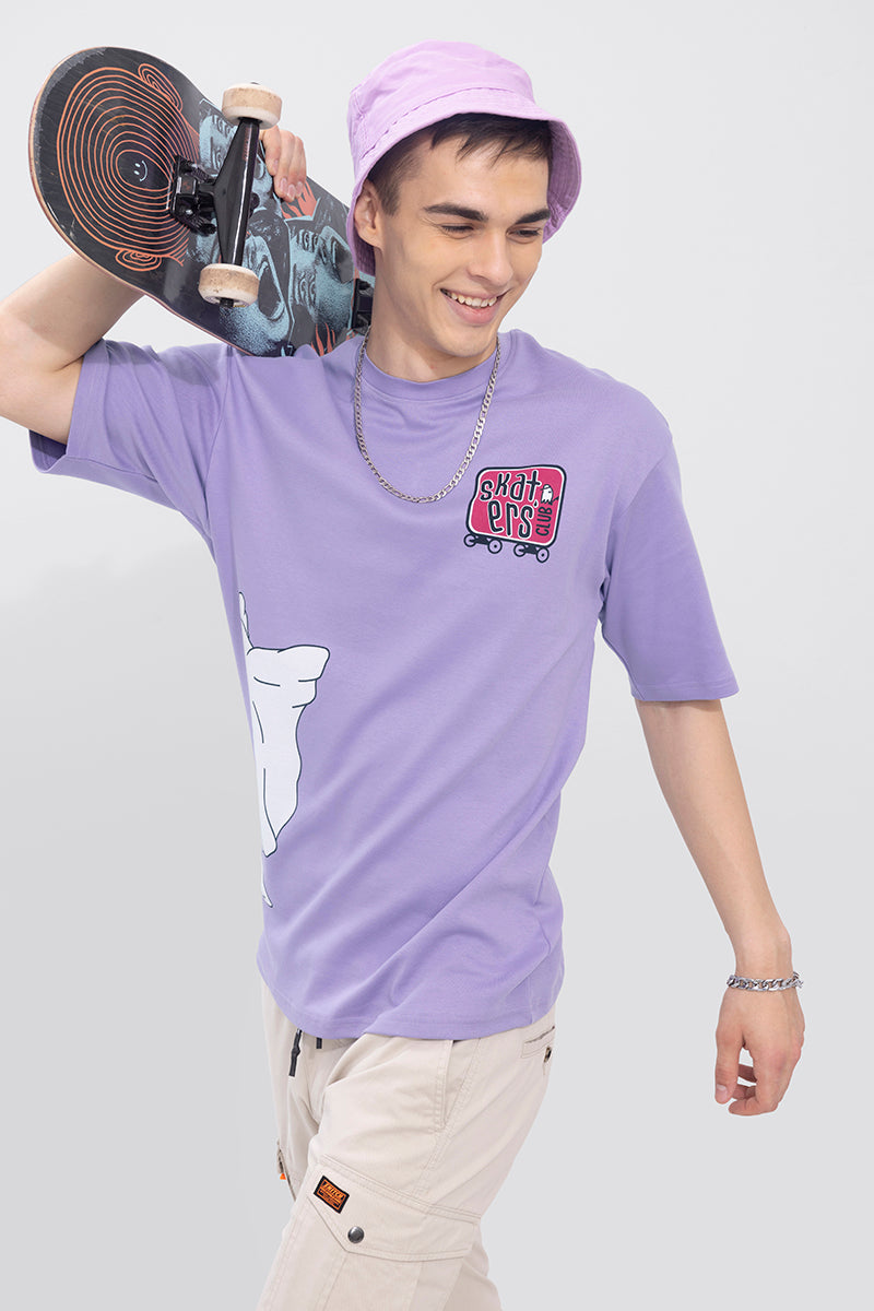 Men's Purple Neverstop Printed Oversized T-shirt