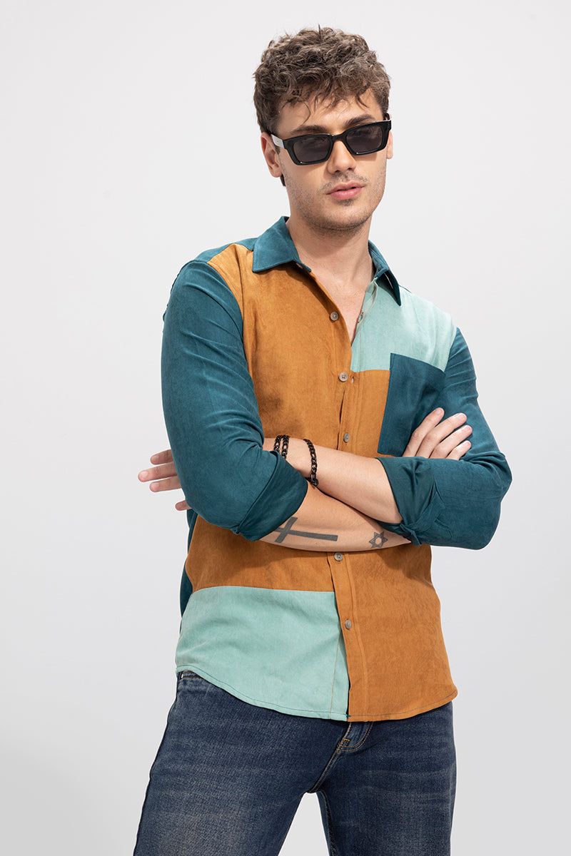 Buy True Blue Colorblock Corduroy Shirt for Men Online in India -Beyoung
