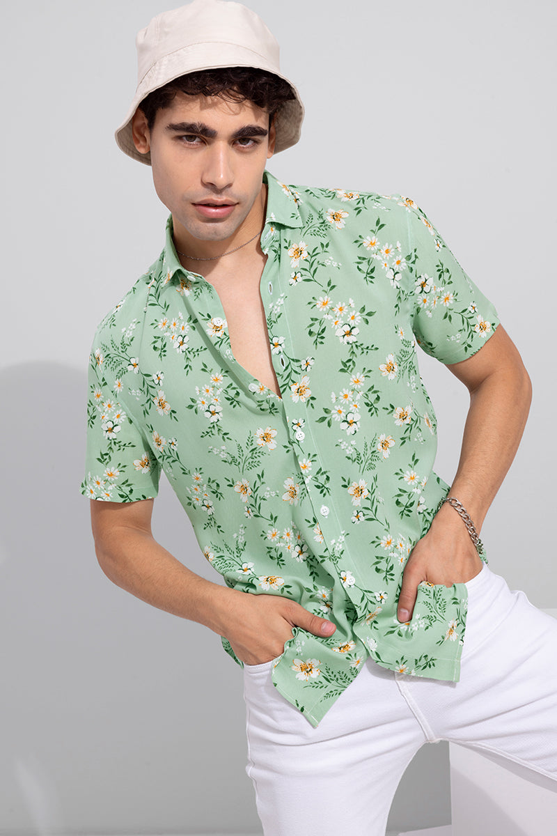 Green 2025 flower shirt