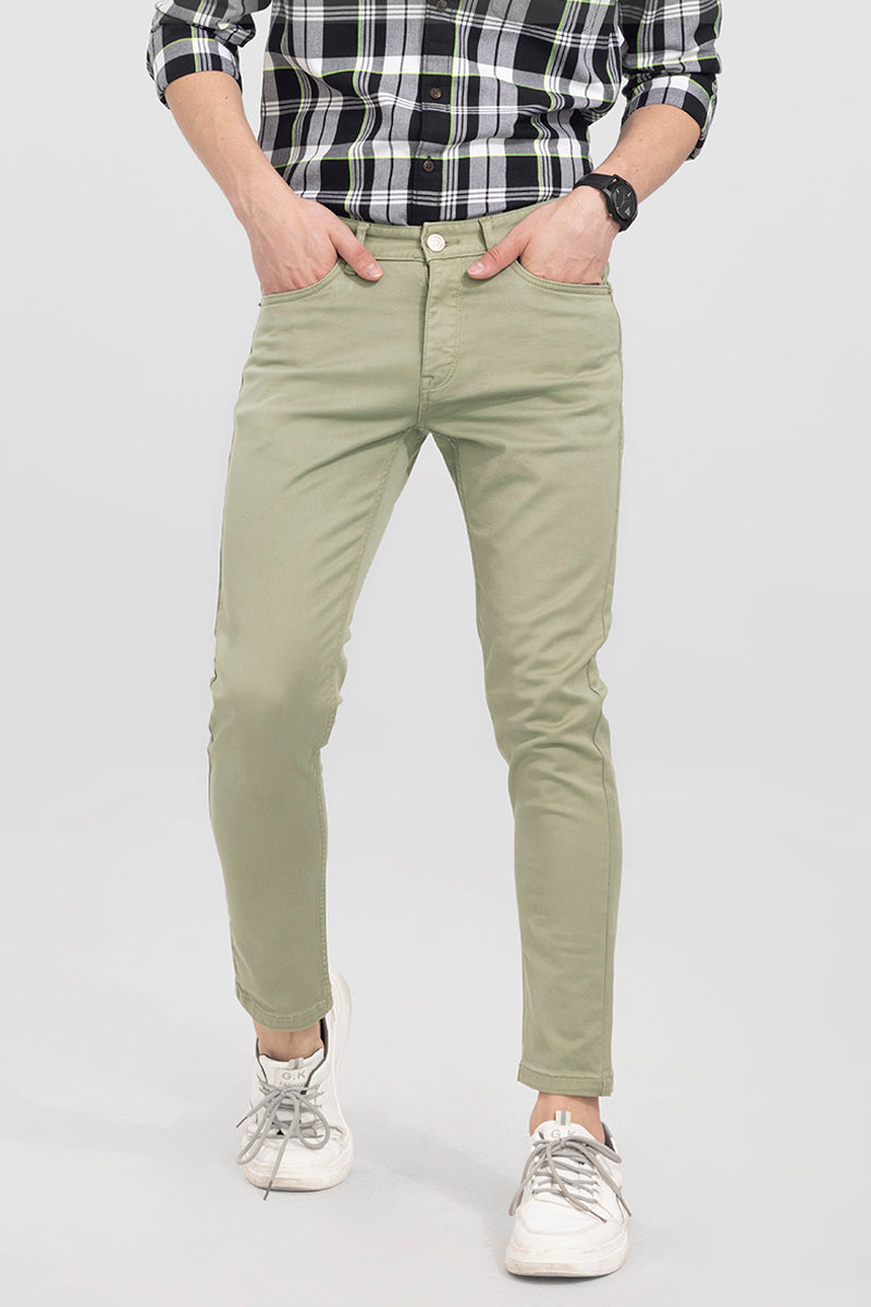 Buy Men's Voguish Green Cotton Pant Online