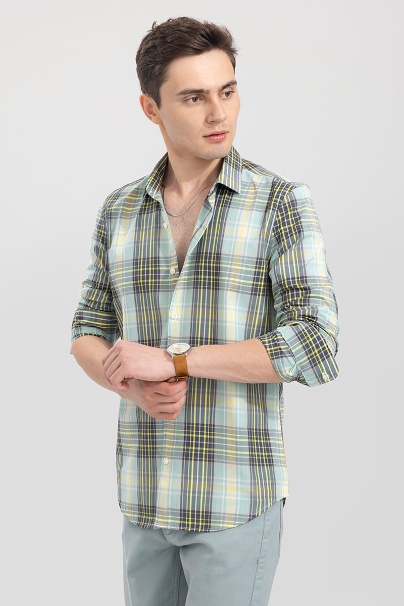 Snitch Green & White Classic Slim Fit Tartan Checks Opaque Checked Cotton  Casual Shirt - Price History