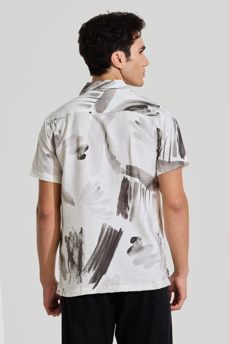 White Cuban Abstract Shirt