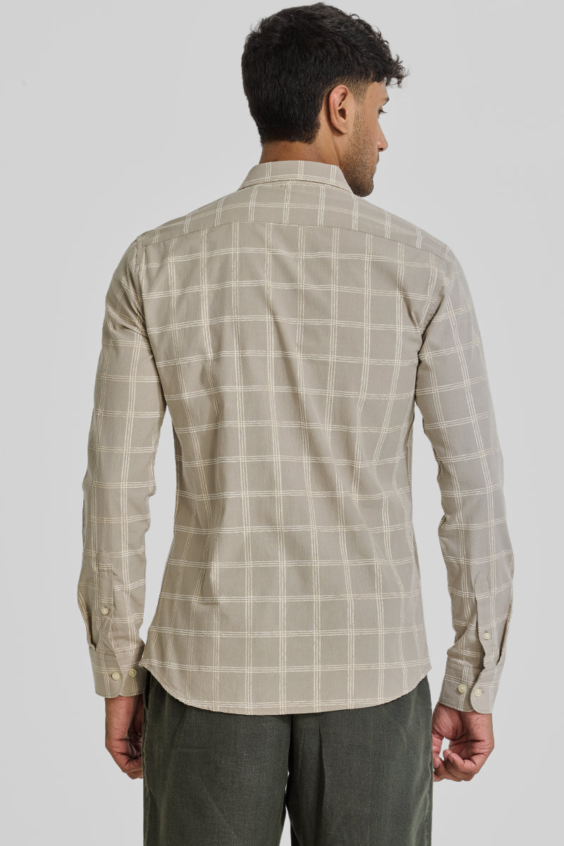 Cream Checks Slim Fit Shirt