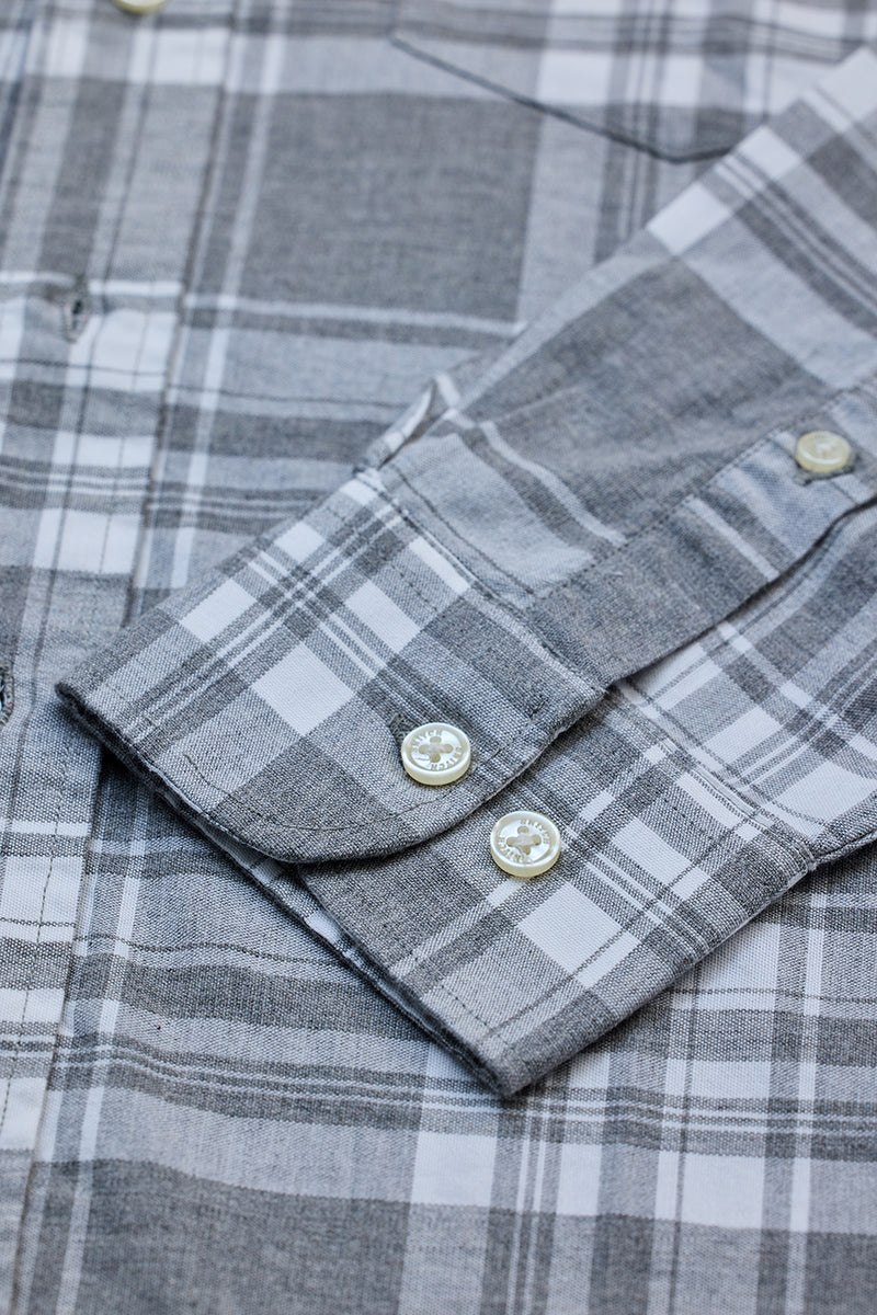 Grey Oxford Checks Shirt