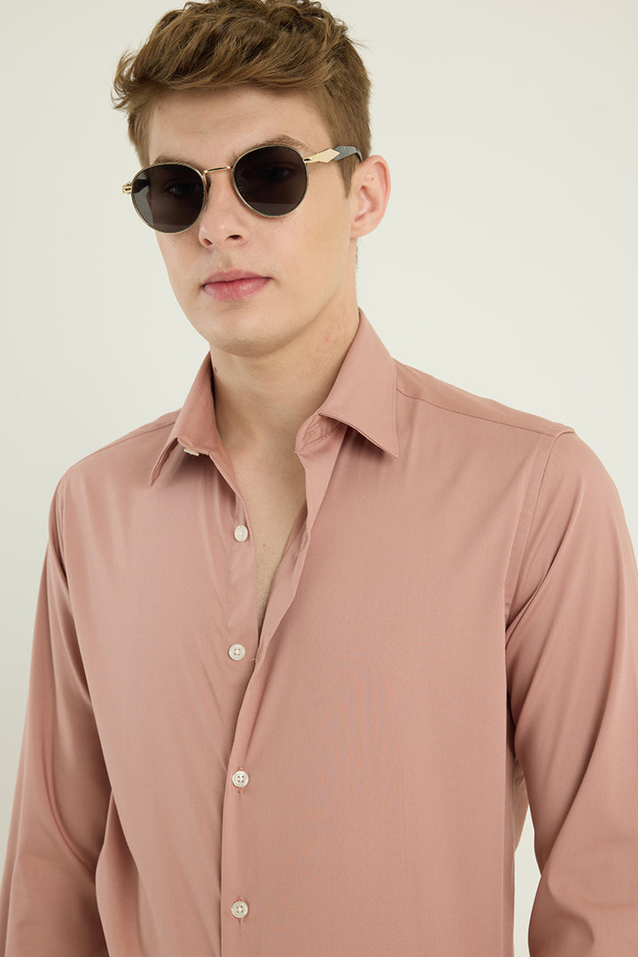 Peach Slim Fit Stretch Shirt