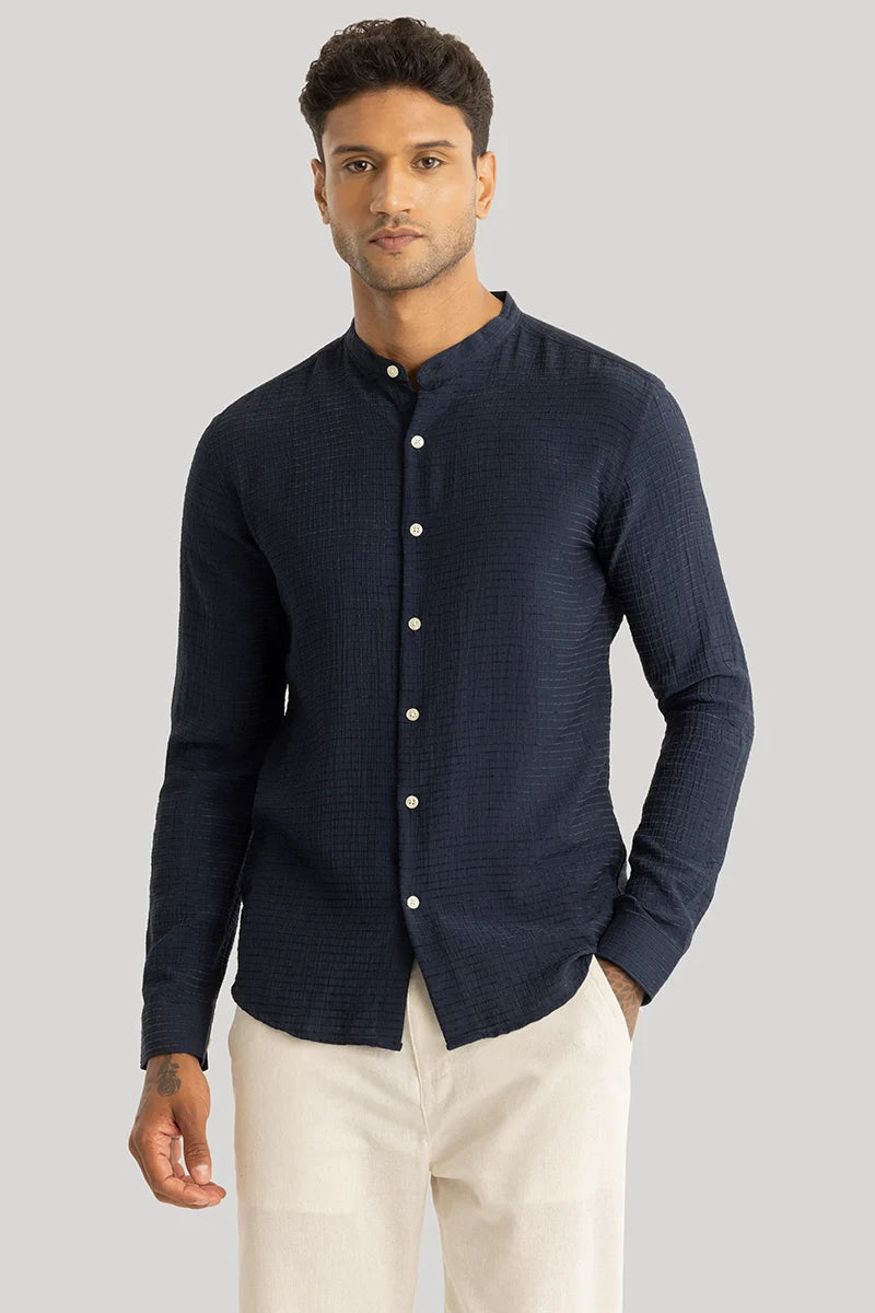 Benedetta Navy Textured Shirts