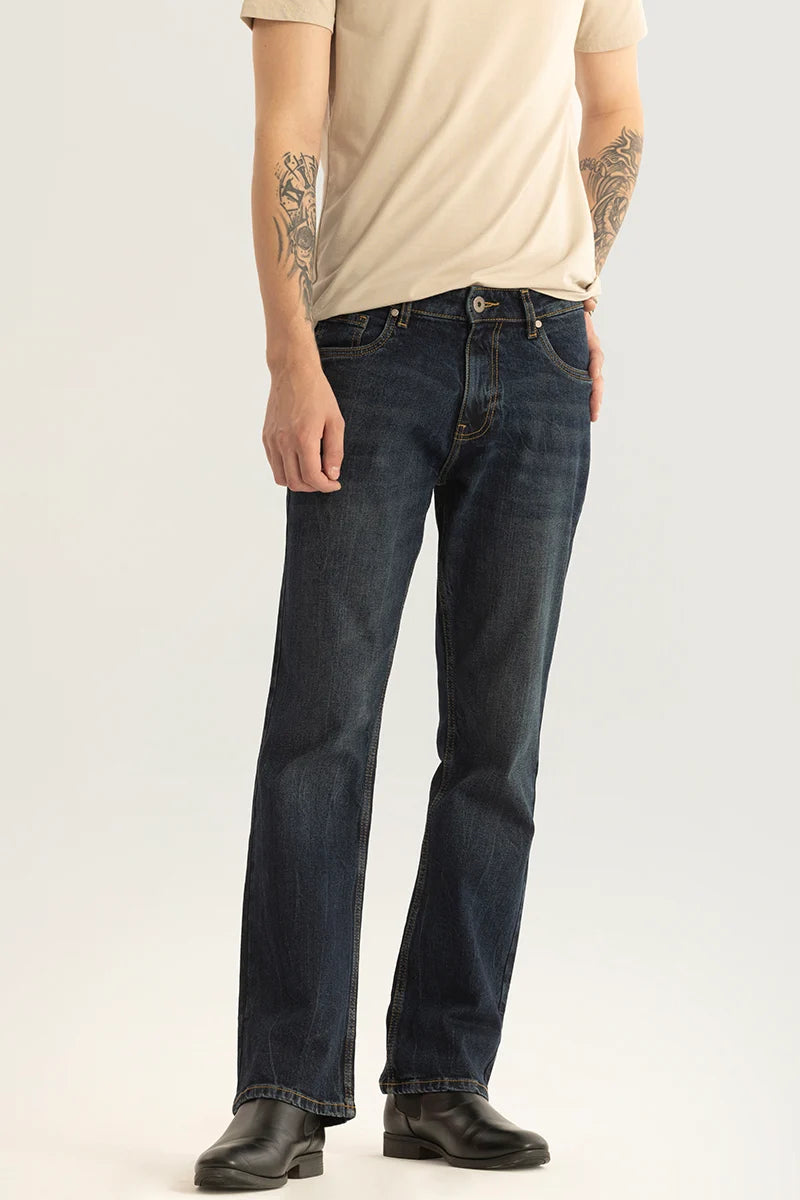 Cedric Navy Plain Bootcut Fit Jeans