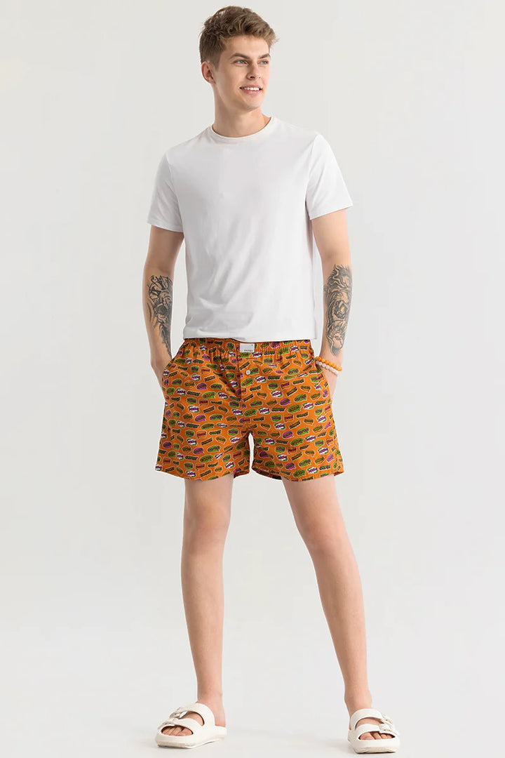 Gry Doodle Orange Printed Boxer