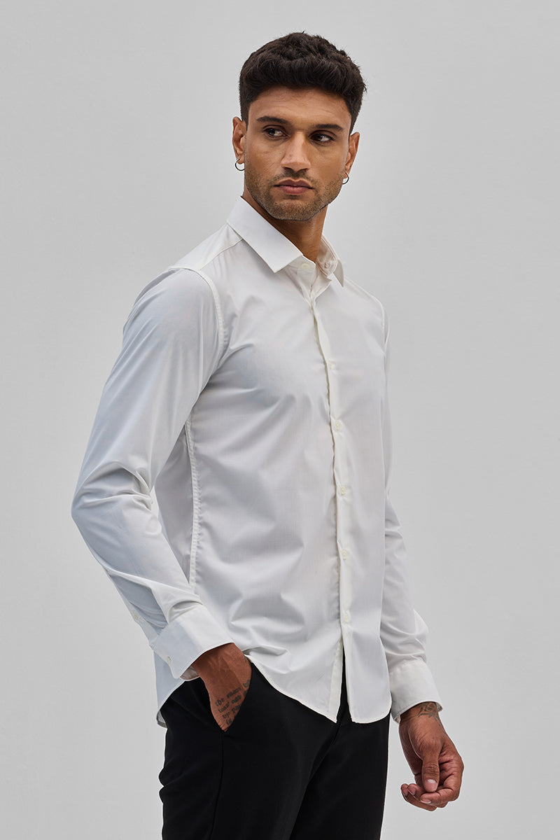 White Slim Fit Stretch Shirt