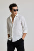 White Textured Slim Fit Shirt