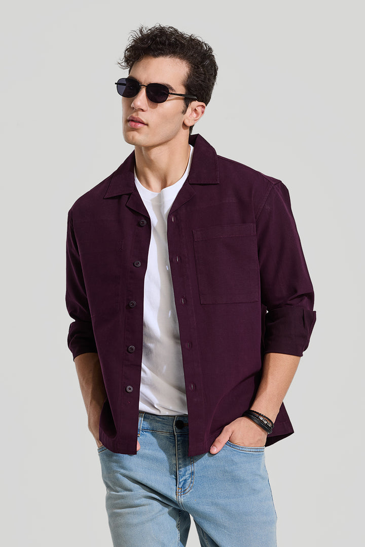 Burgundy Relaxed Fit Overshirt