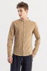 Linen Elegance Khaki Plain Shirt