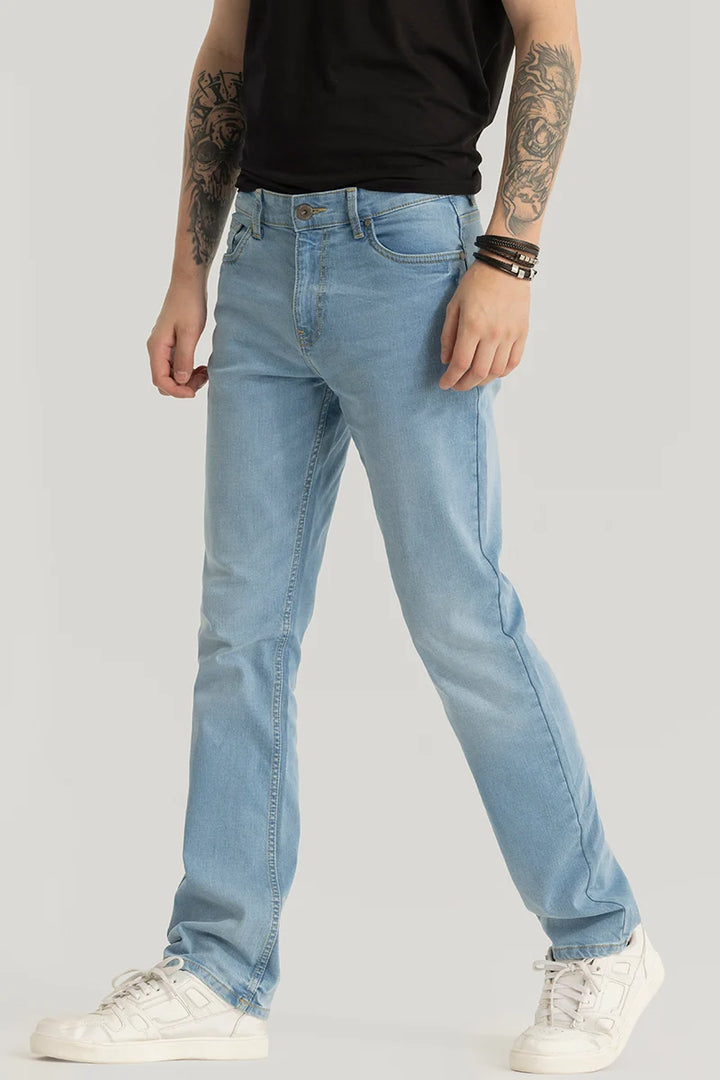 Brigitte Blue Plain Straight Fit Jeans