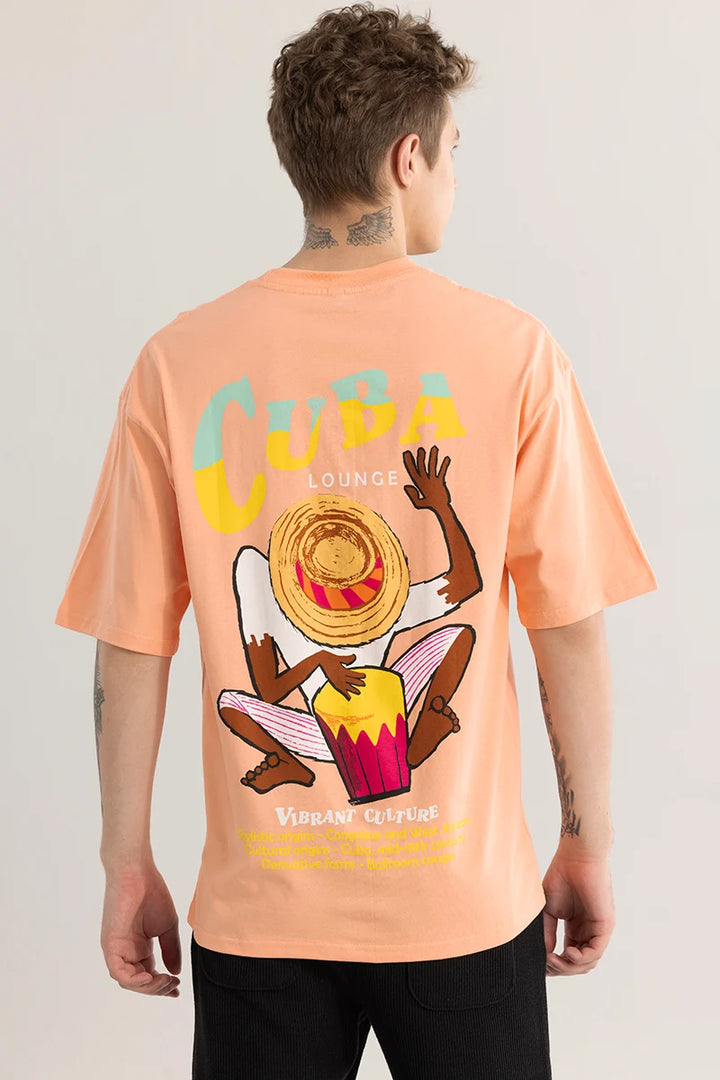 RhythmoVibe Peach Oversized T-Shirt