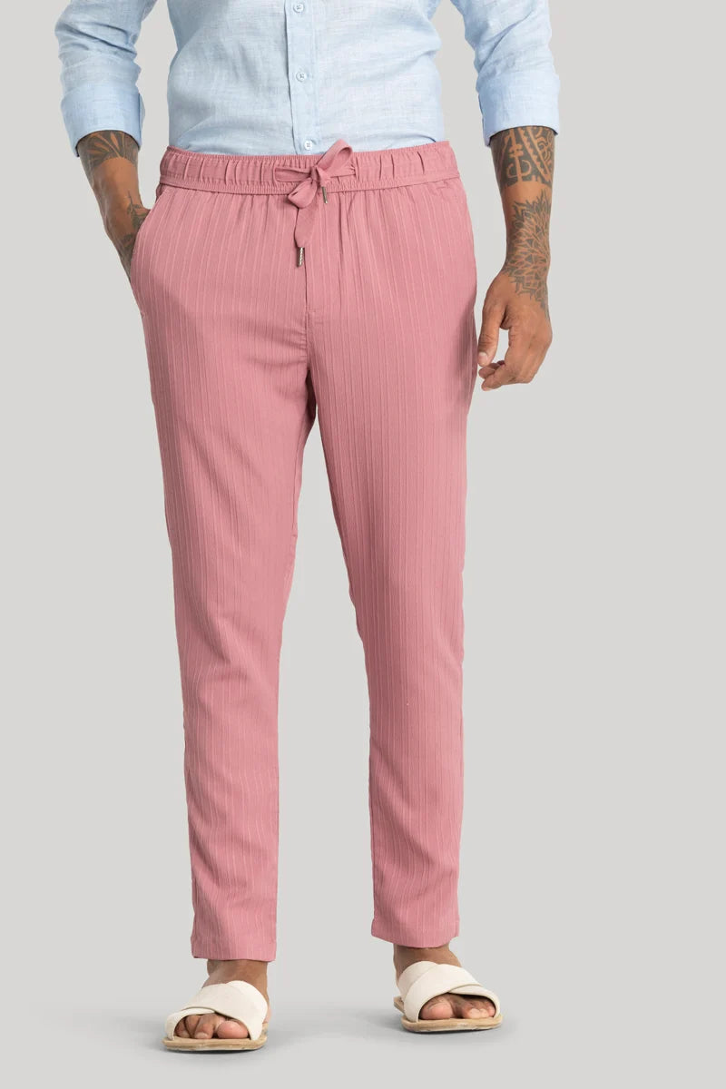 Harbor Pink Stripes Slim Fit Trousers