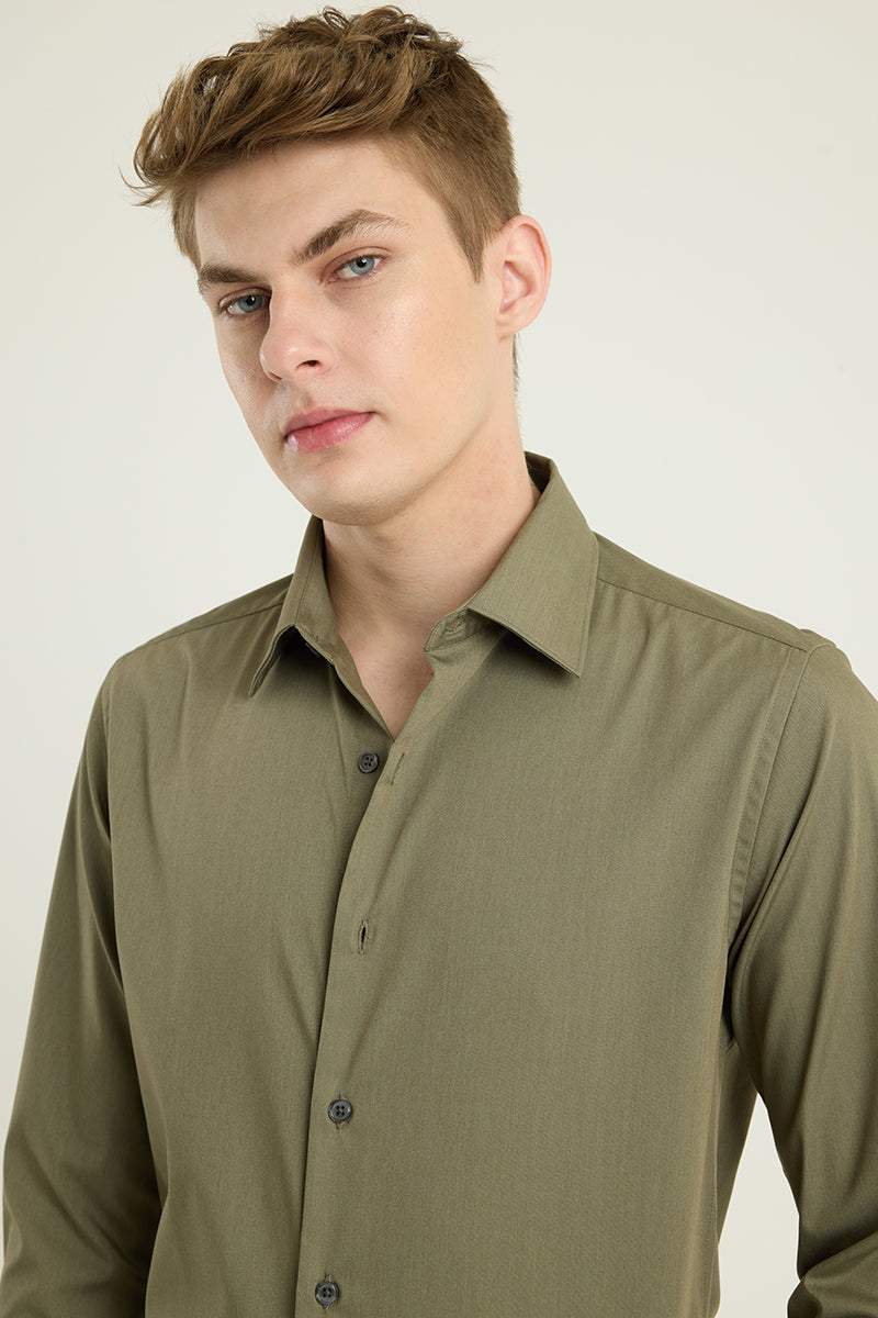 Olive Slim Fit Stretch Shirt