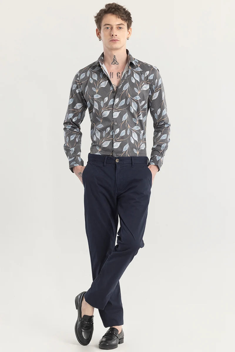 Leafstique Grey Printed Shirt