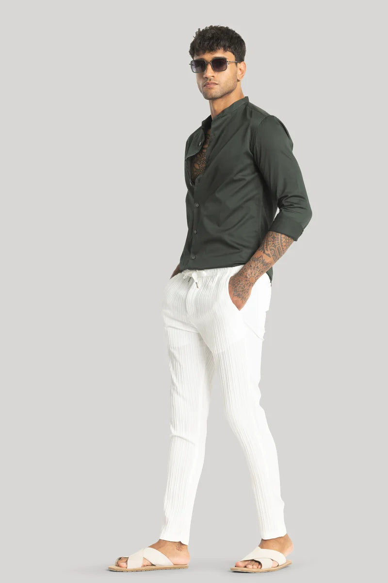 Harbor White Stripes Slim Fit Trousers