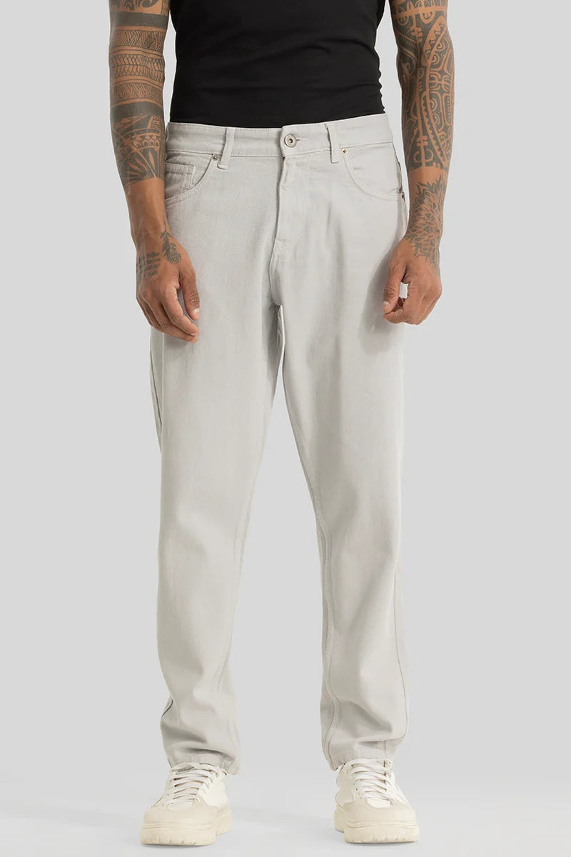 Loose Leisure Light Grey Baggy Fit Jeans