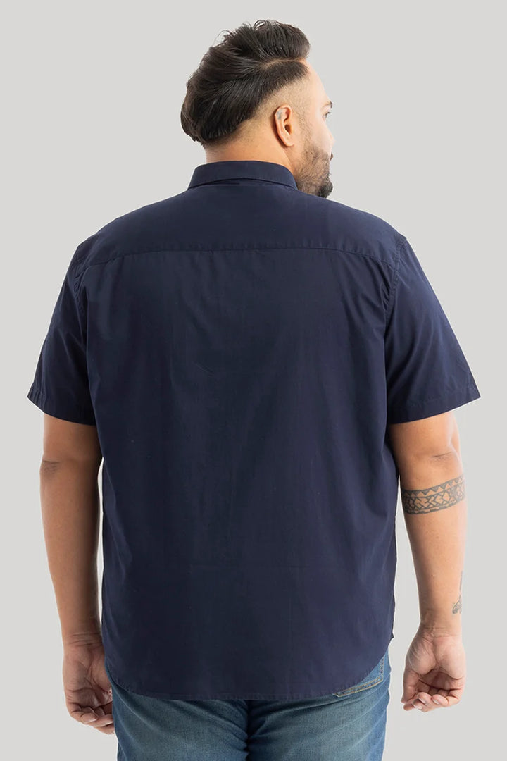 Downtown Navy Oxford Plus Size Shirt