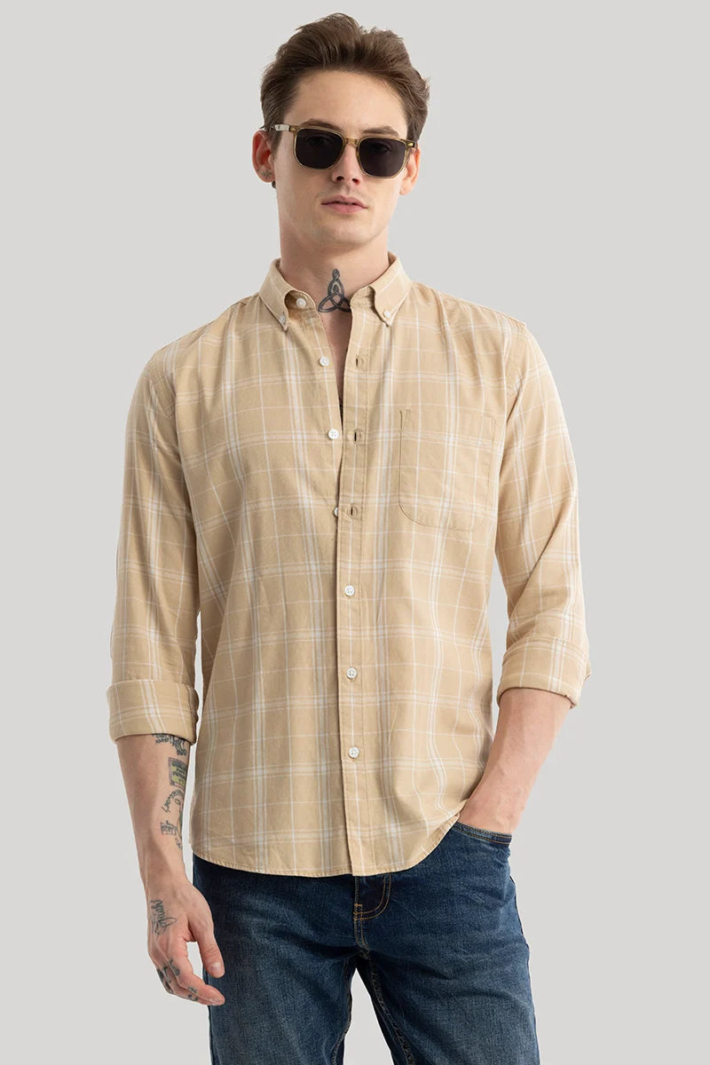 Enzo Beige Checks Shirt