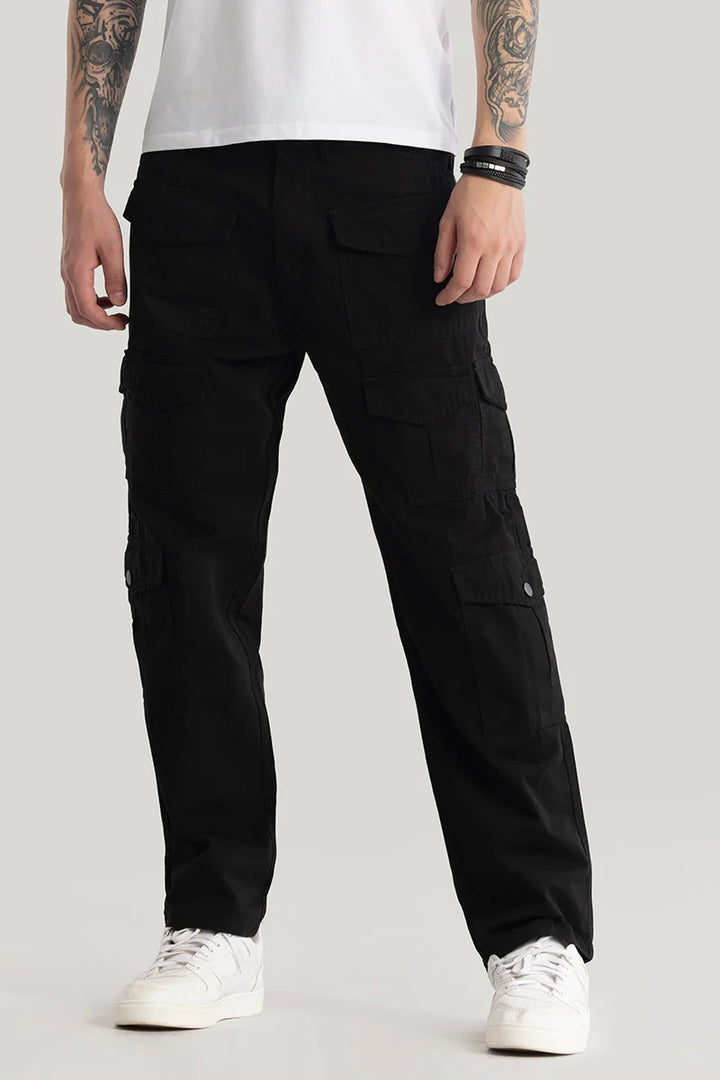 Nils Loose Fit Black Cargo Pants