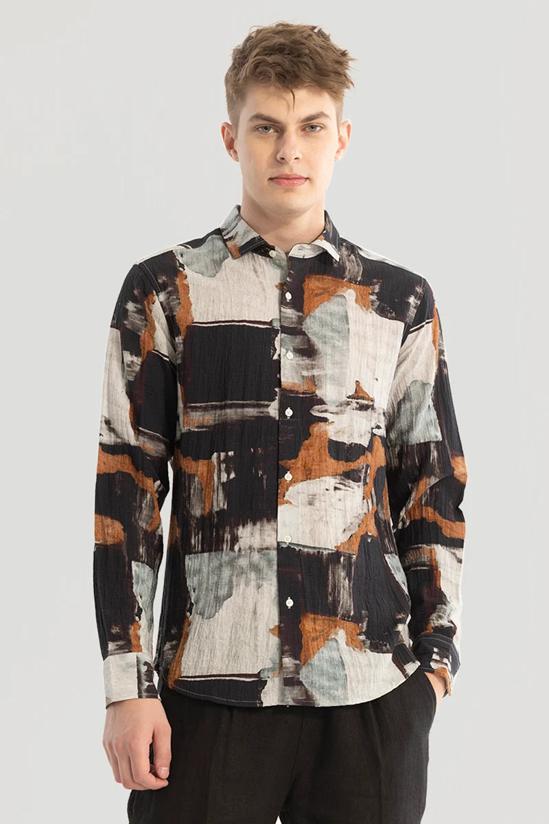 Brown Textured Abstract Shirt