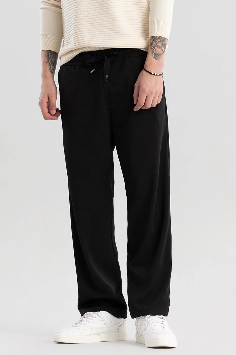 StrideFlex Black Korean Trousers