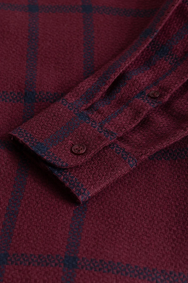 Plaidedge Maroon Check Shirt