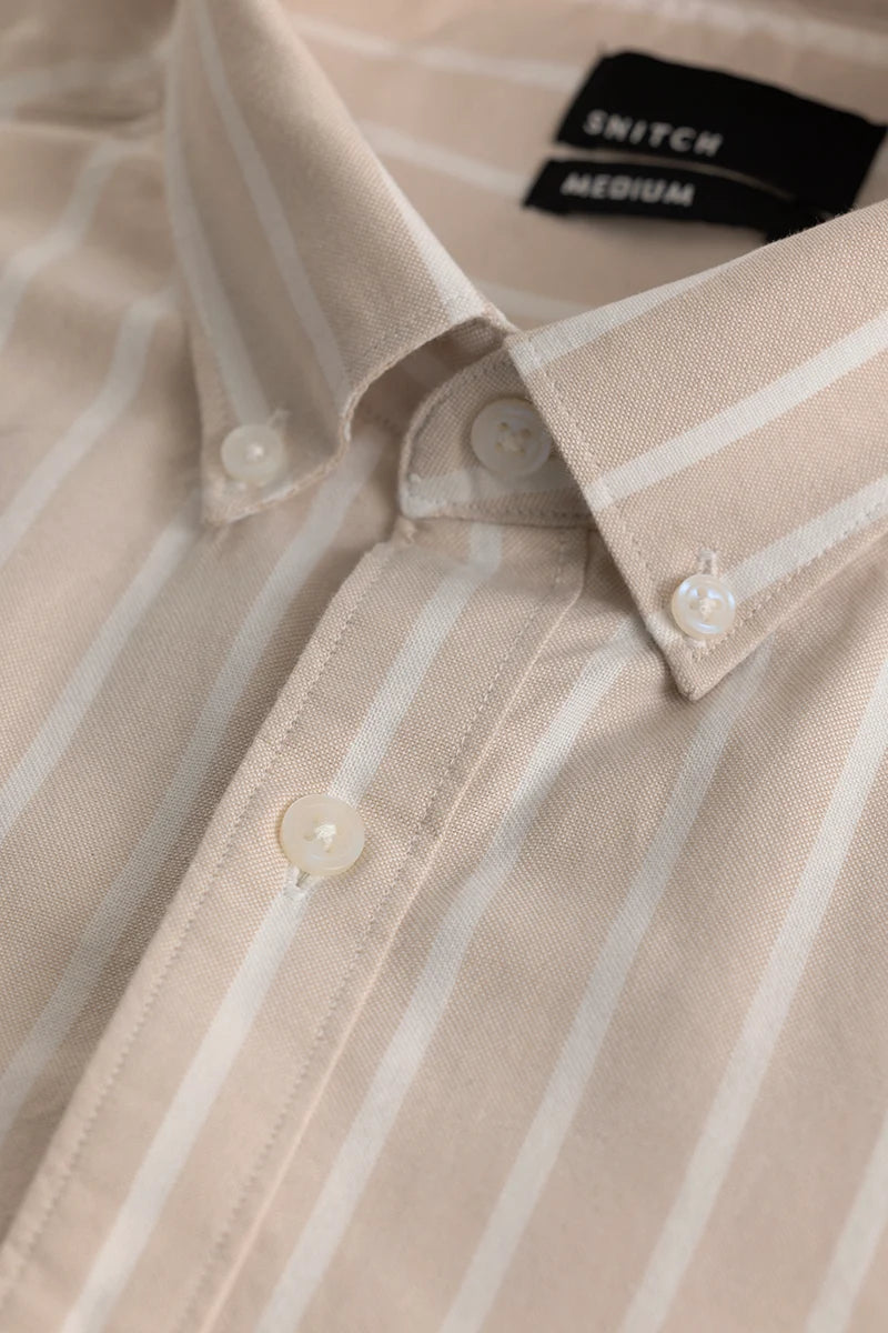 Bodil Beige Striped Shirt