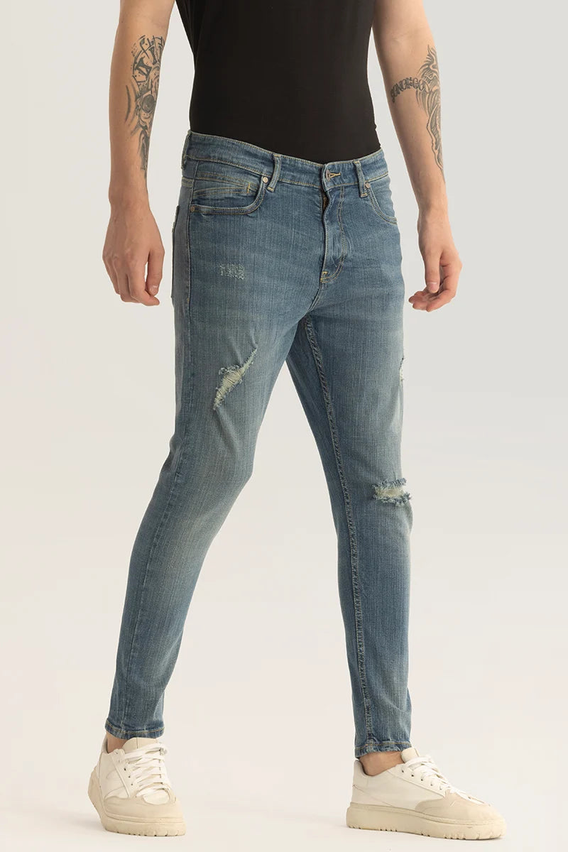 Horizon Blue Distressed Skinny Fit Jeans