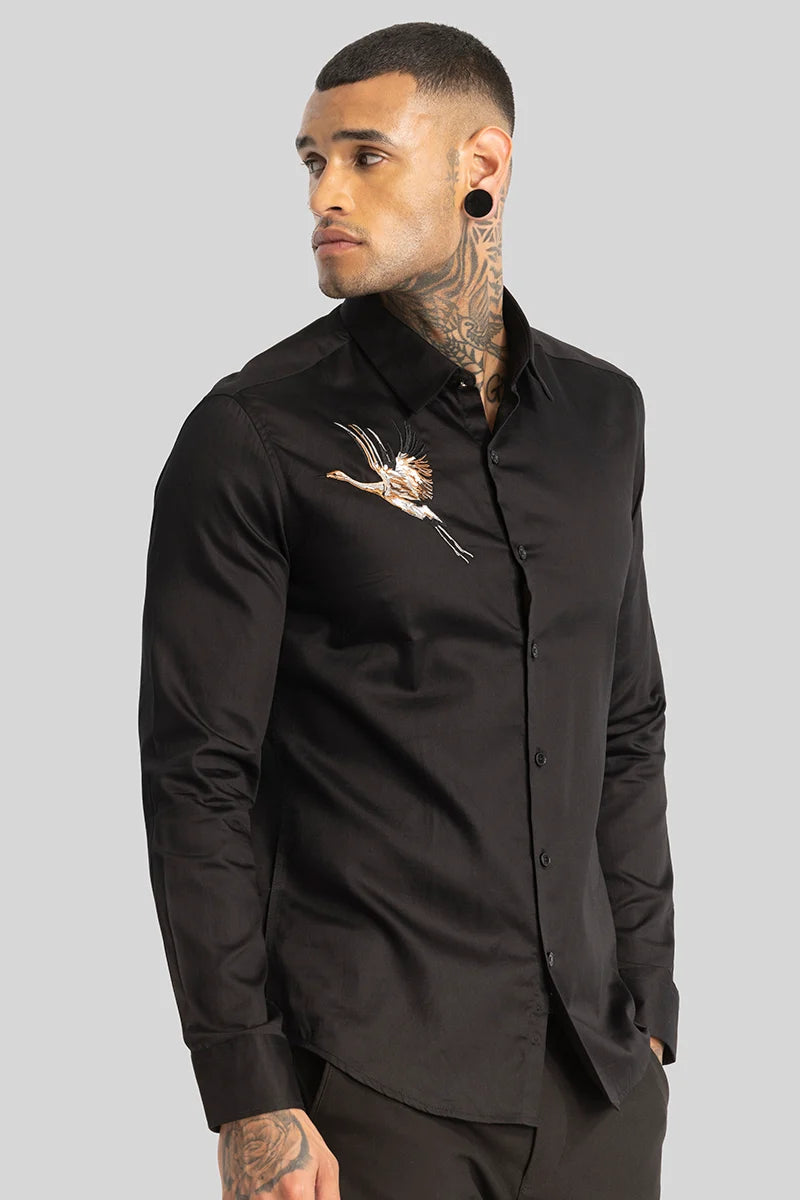 Black Embroidered Shirt