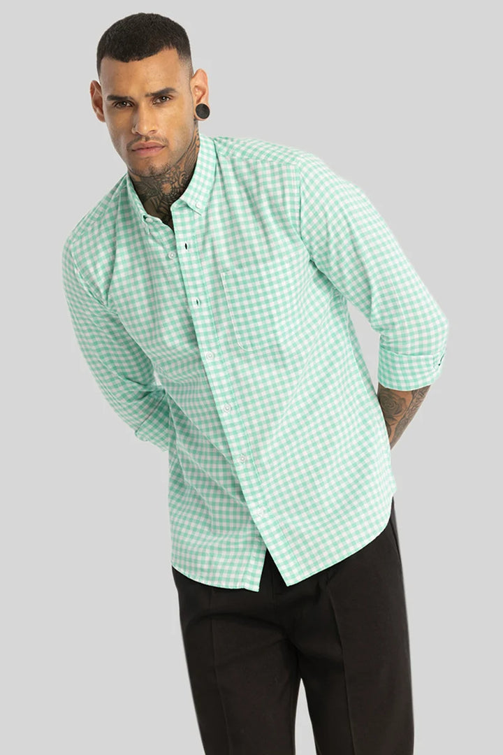 Green Gingham Checks Shirt