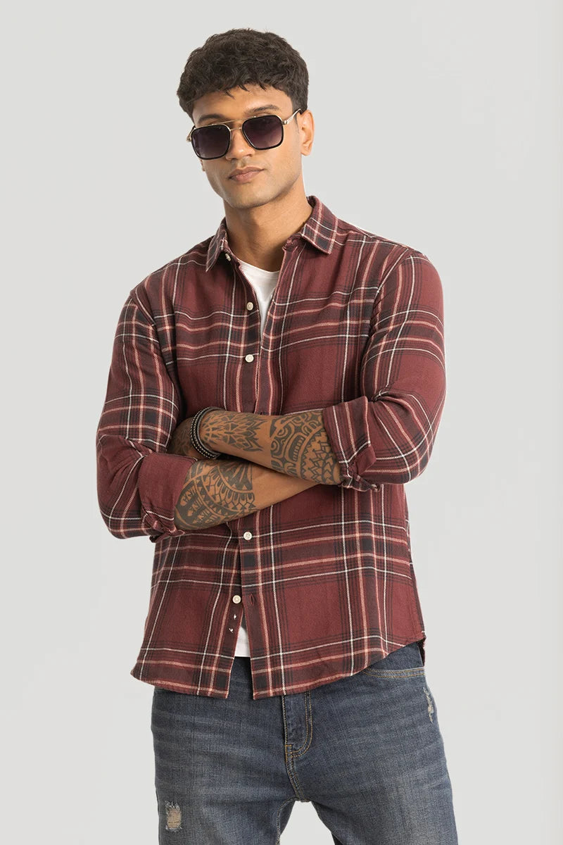 Brown Checks Slim Fit Shirt