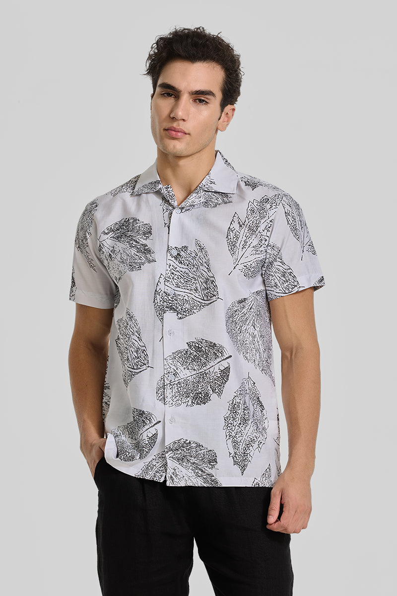 White Cuban Printed Shirt