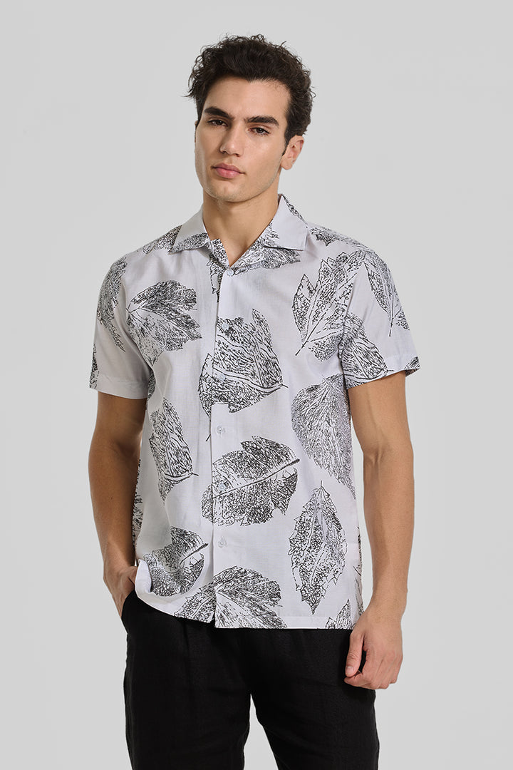 White Cuban Printed Shirt