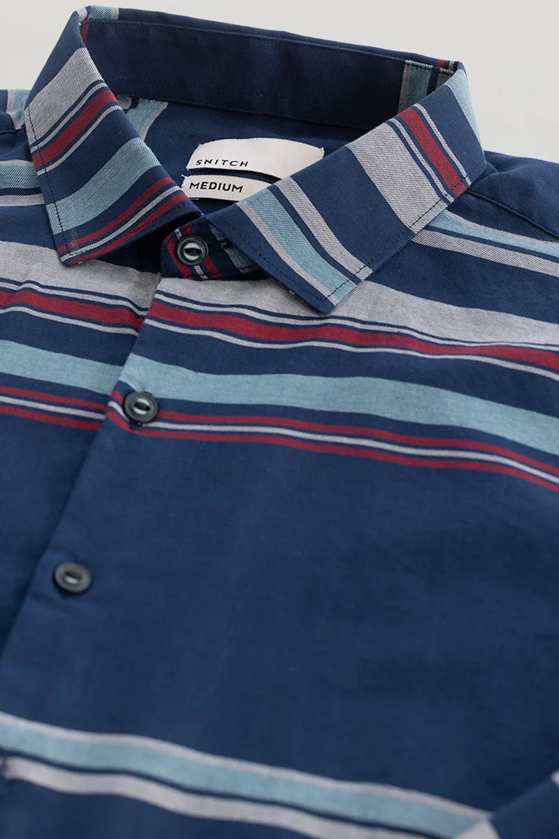 Dark Blue Stripes Slim Fit Shirt