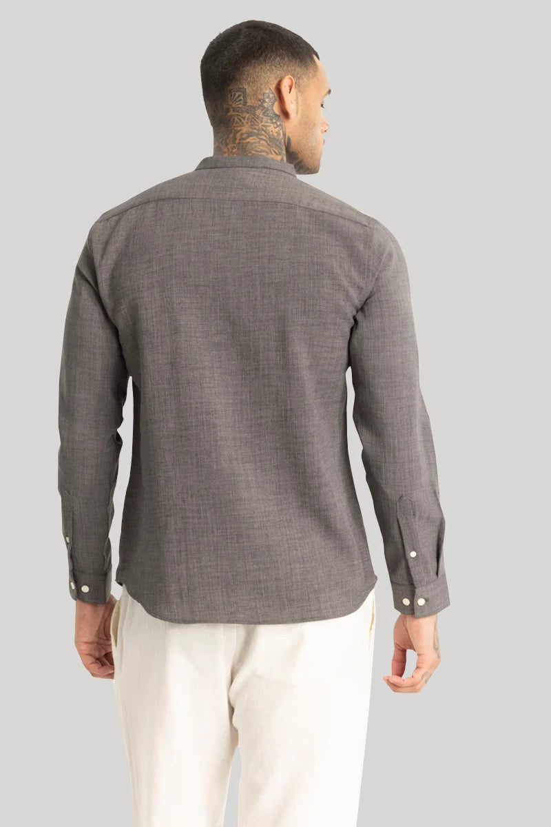 Grey Mandarin Linen Shirt