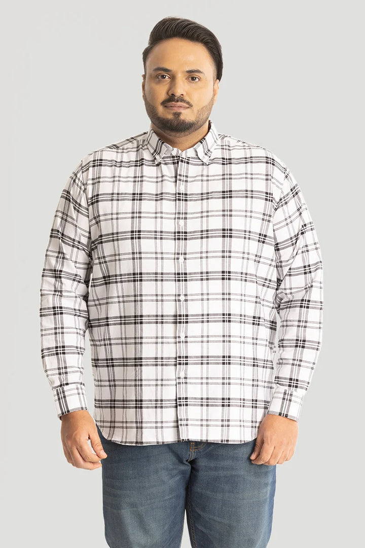 White Oxford Checks Plus Size Shirt