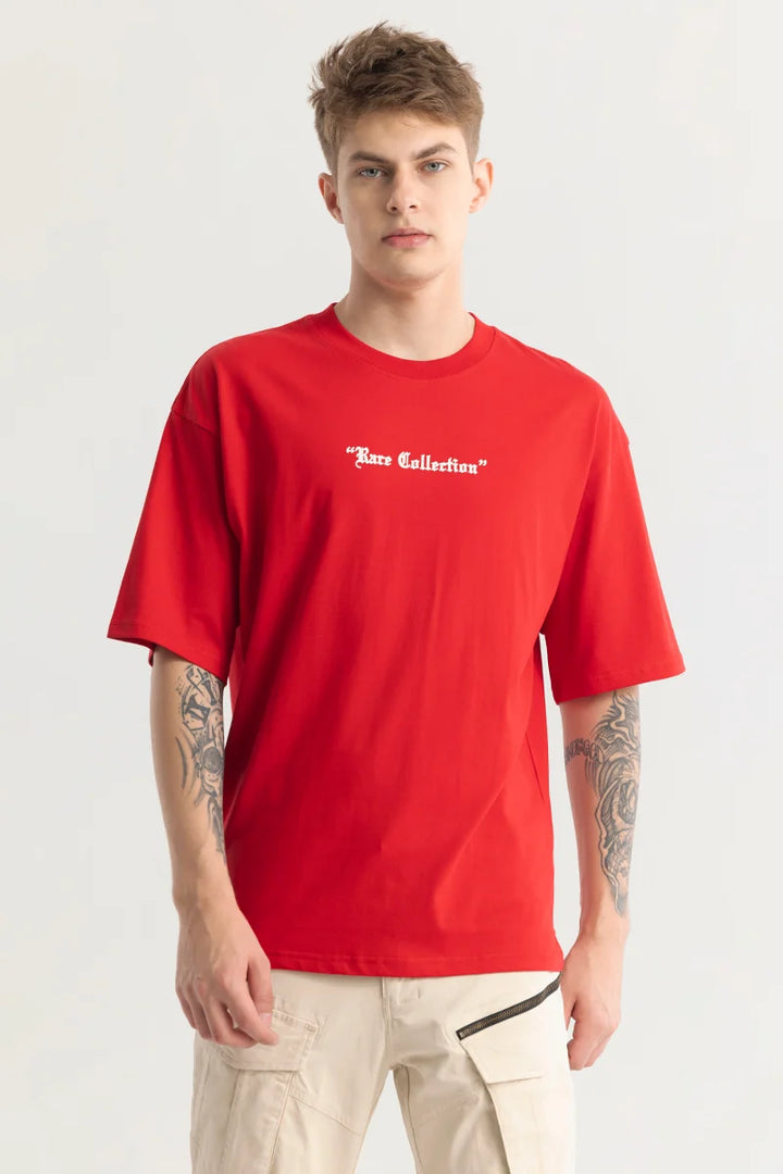 Chiara Red Graphic Oversized T-Shirt