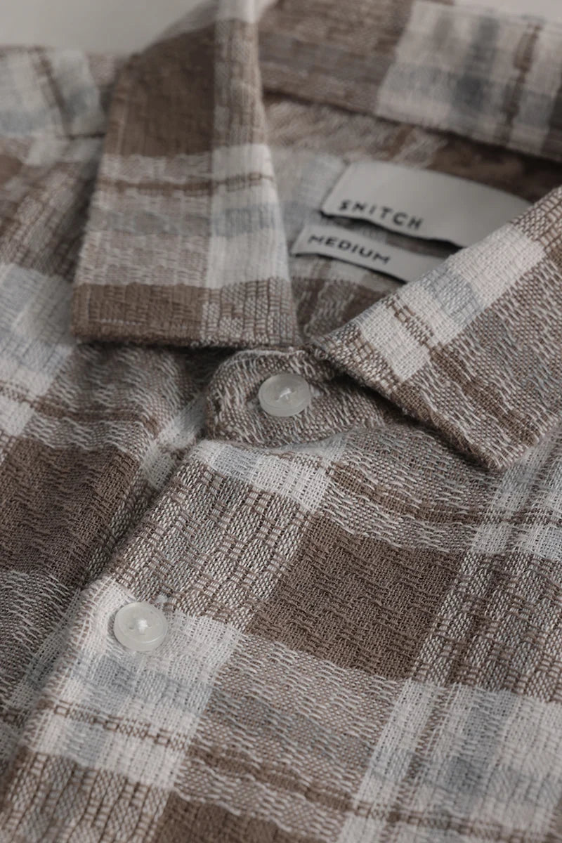 Plaided Brown Check Shirt